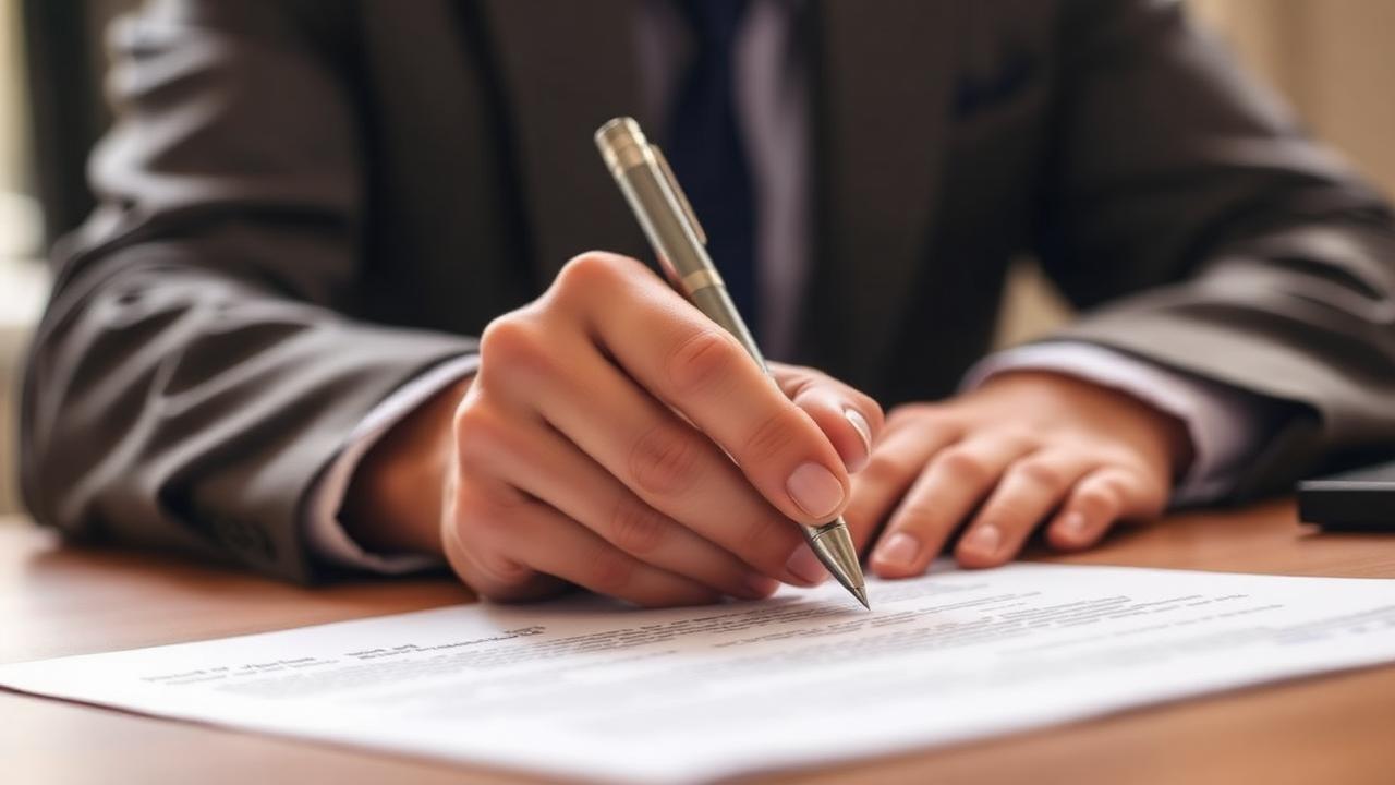 Tenant signing a lease termination letter at a desk